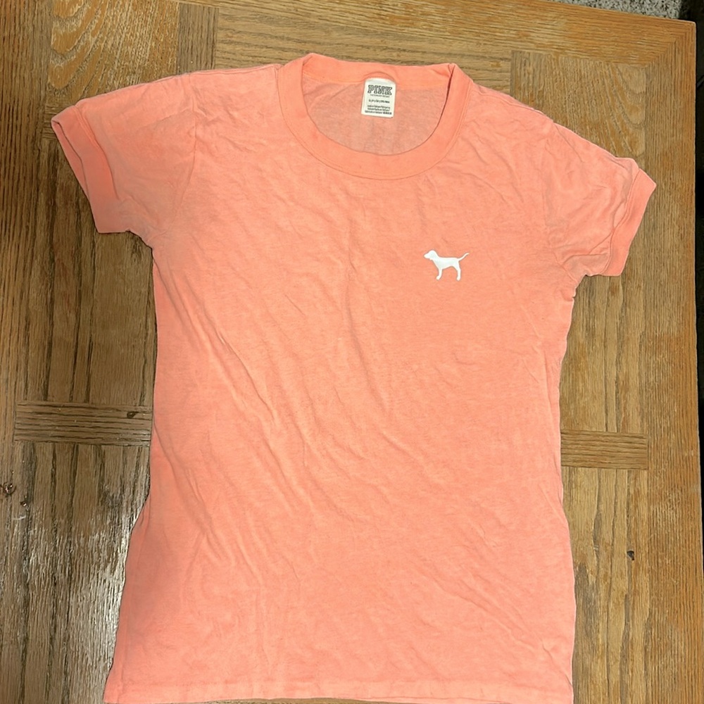 PINK by Victoria Secret coral color short sleeve Tshirt size Small